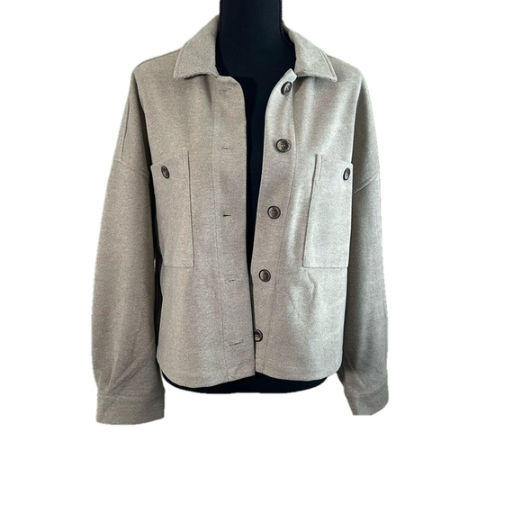 OAT NY Cream Cropped Jacket Small NWT Soft Stretch Twill MSRP $150